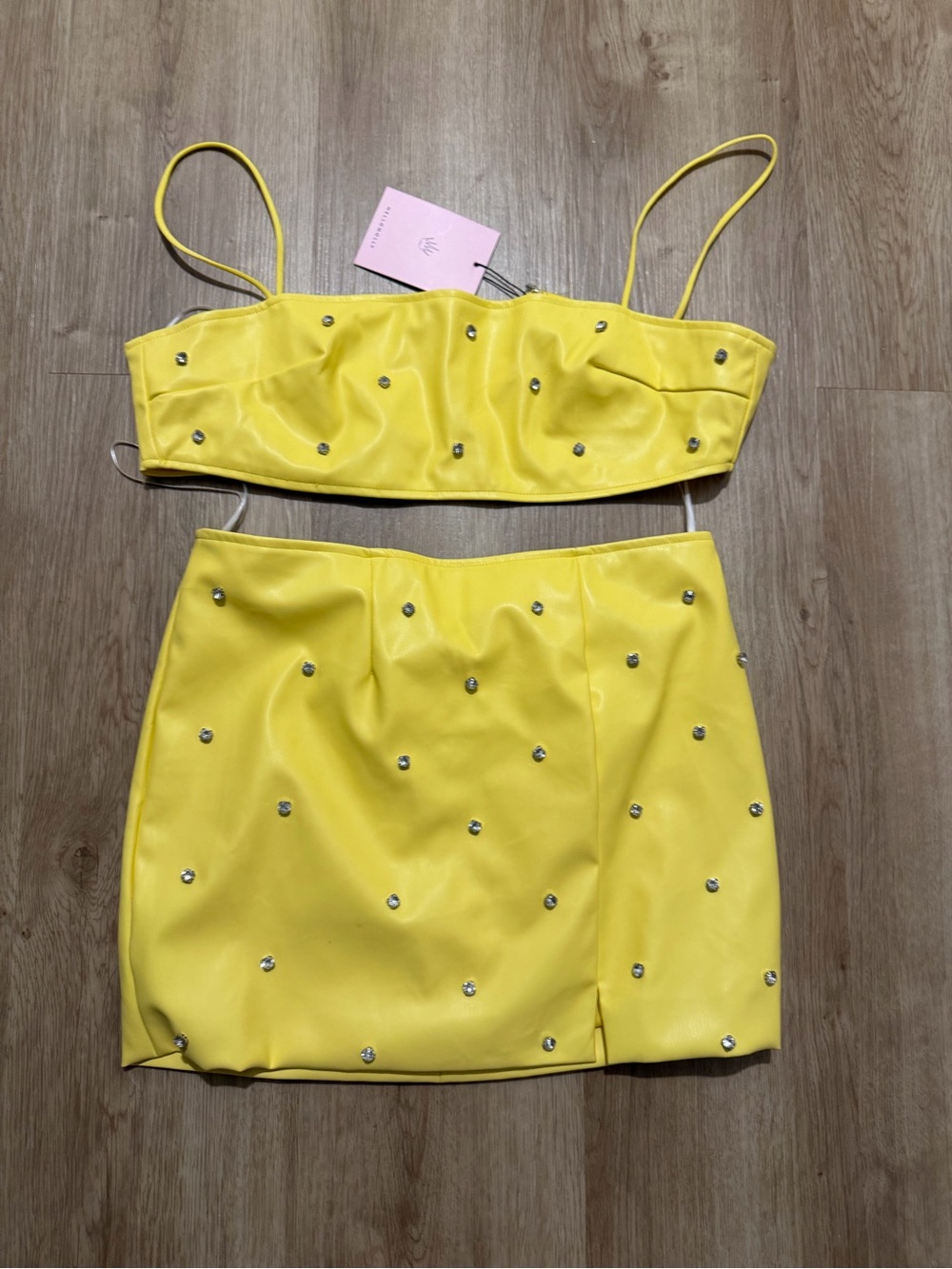 Princess Polly Yellow Rhinestone Mini Skirt